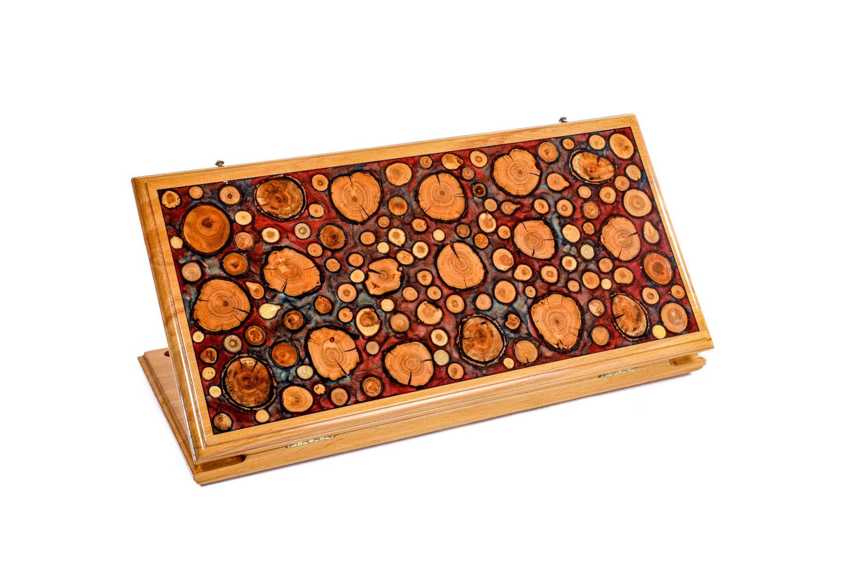 Backgammon with Tree Branch Slices and Epoxy Two-Sided Classic