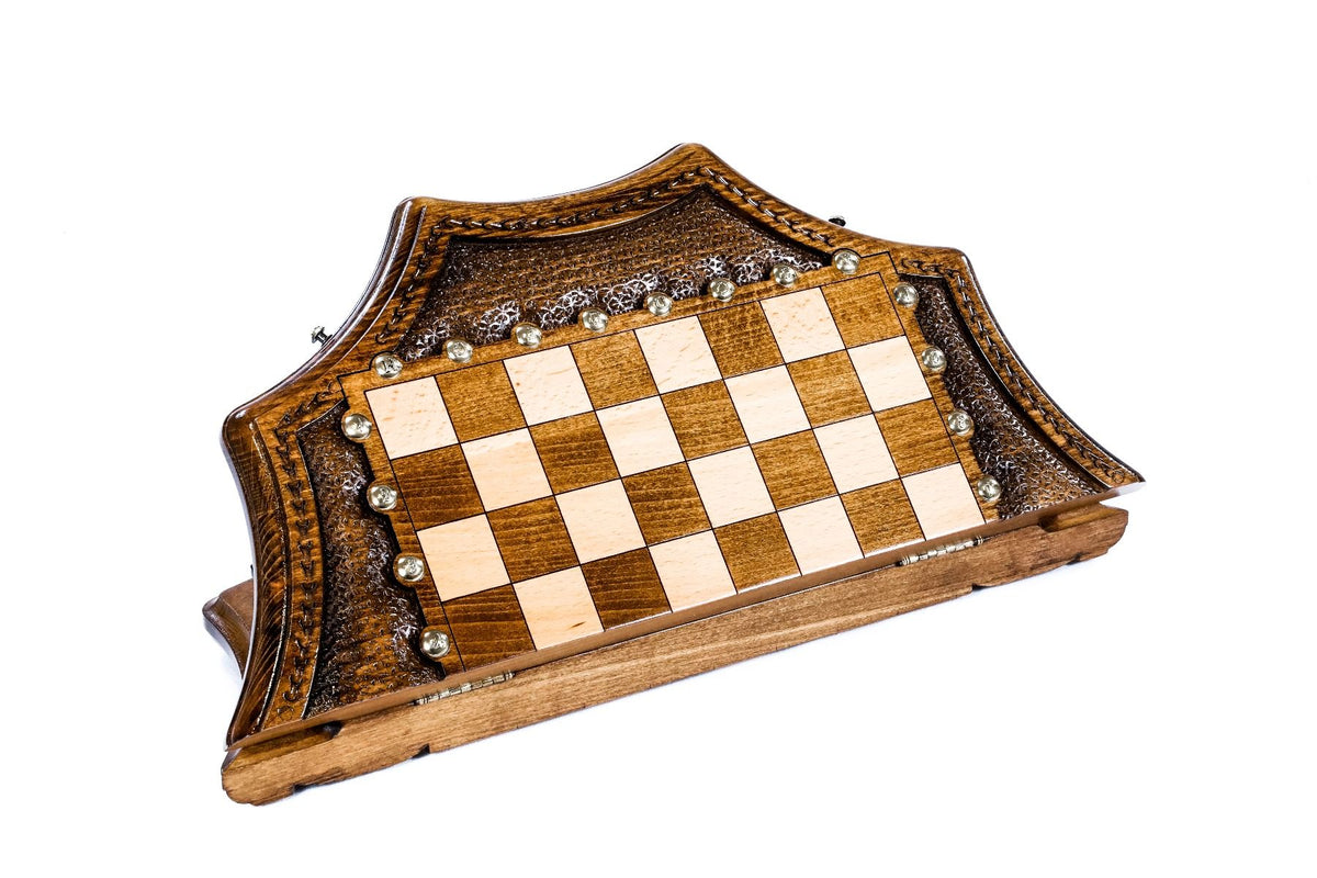 Juego de ajedrez en forma de estrella con letras y tachuelas de bronce, 40 cm – foto 5