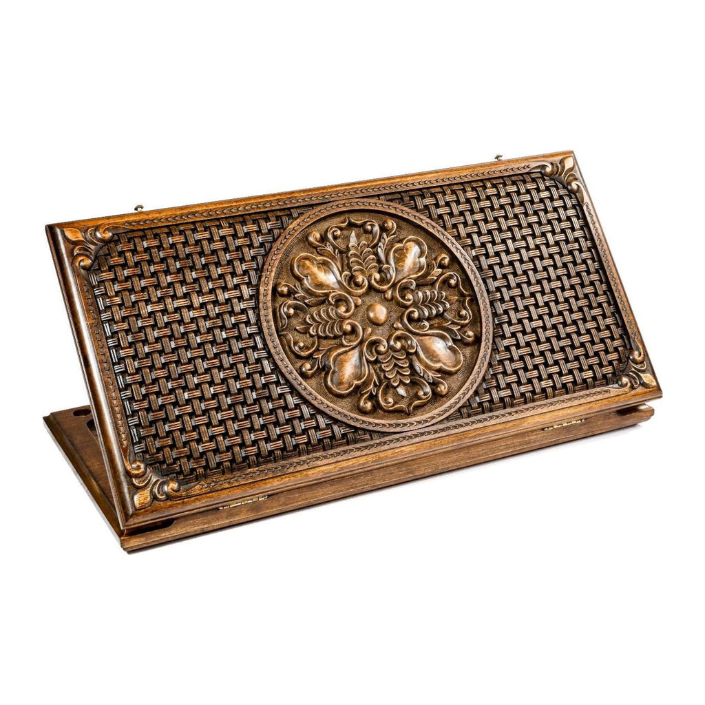 Ornamental Bas-Relief Backgammon Classic – handmade wooden nardi board by Hrachya Ohanyan