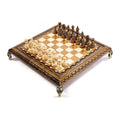 Square Chess With Bronze Legs – handmade wooden chess set by Hrachya Ohanyan