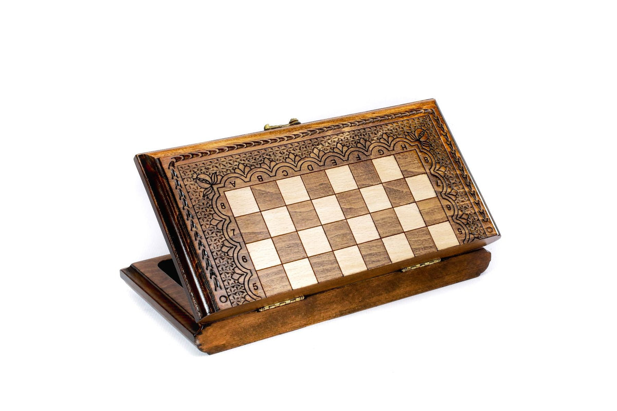 Juego de ajedrez clásico con borde ornamental calado, 30 cm – foto 3