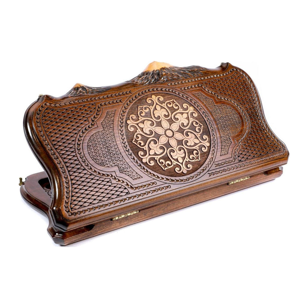 Backgammon With Ornamental Snowflake Motif With Copyrighted Mount Ararat Outline - HrachyaOhanyan Co