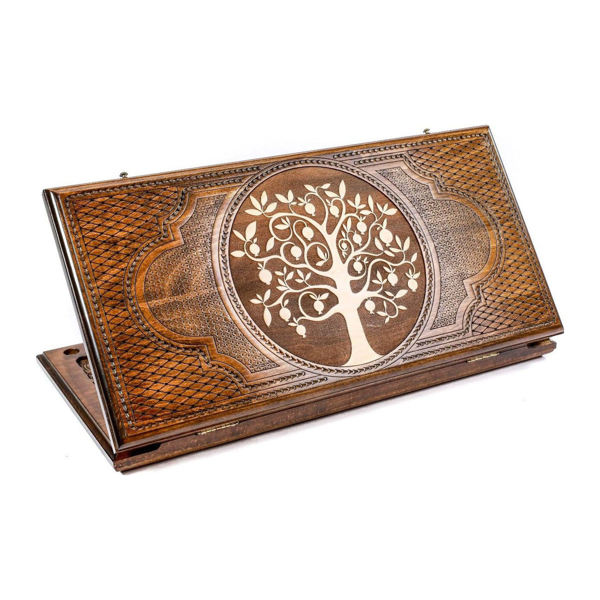 Classic Pomegranate Tree Backgammon Set, 60 cm – handmade by Hrachya Ohanyan