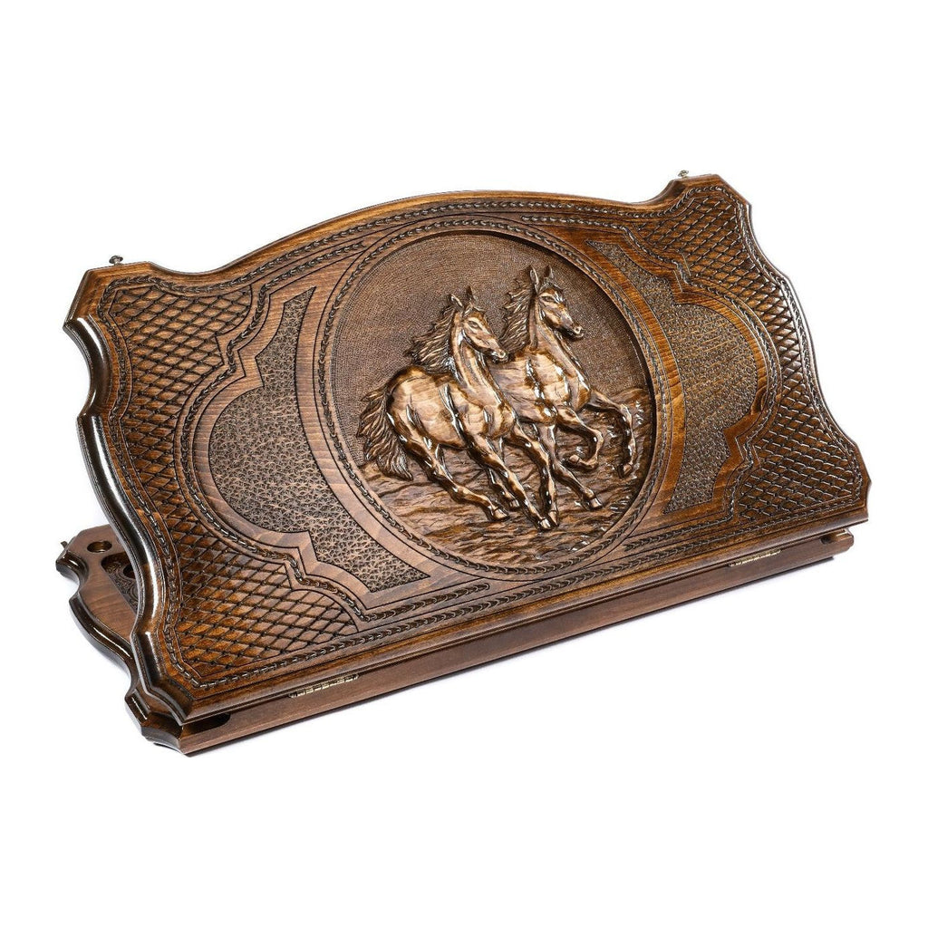 Horse Backgammon Set with Contour Outline, 60 cm – handmade by Hrachya Ohanyan