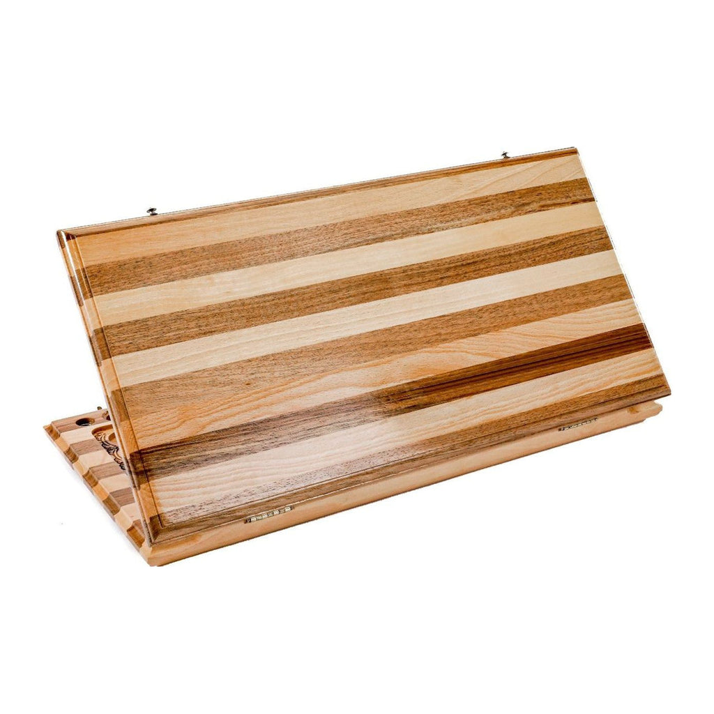 Walnut & Beech Striped Backgammon Set, 60 cm – handmade by Hrachya Ohanyan
