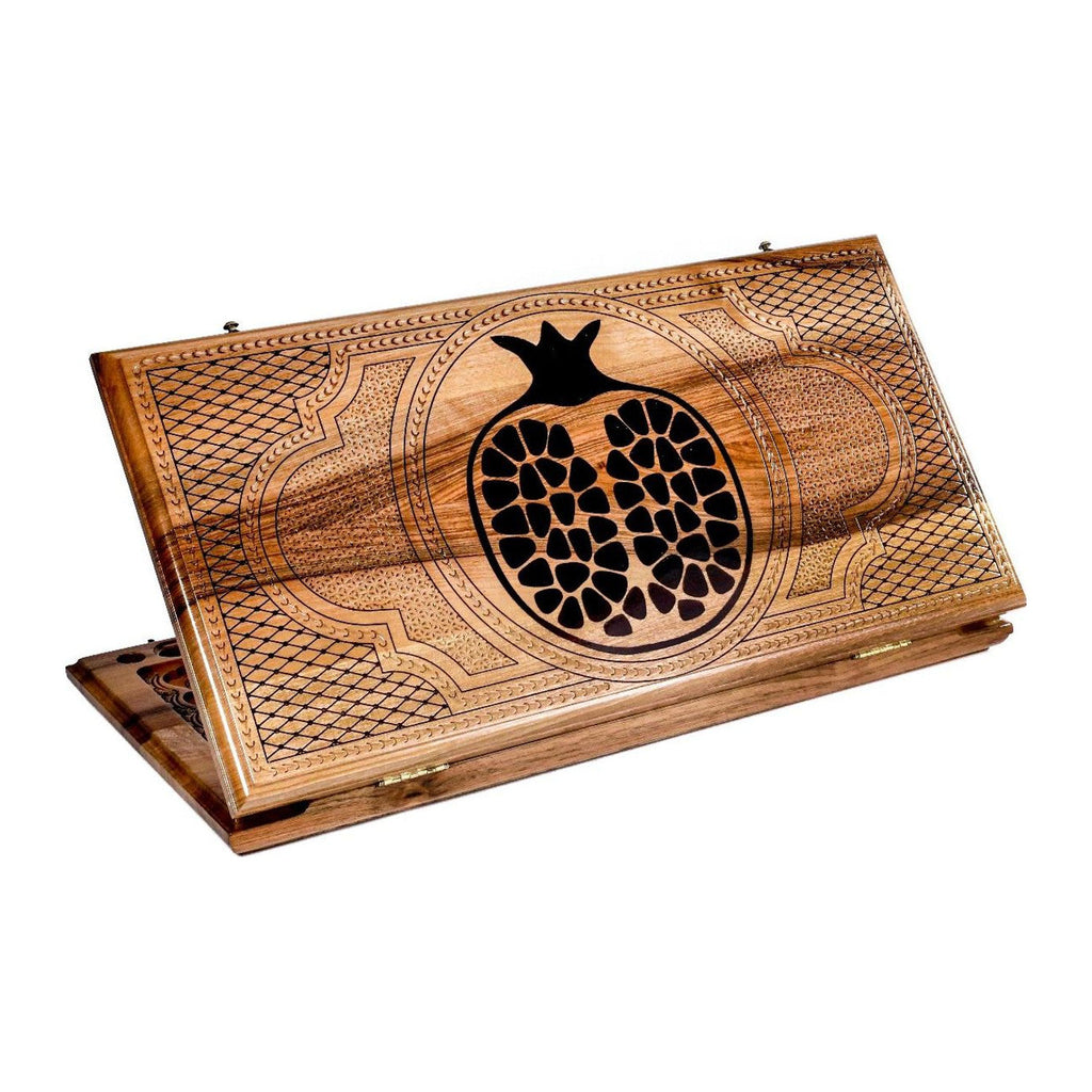 Epoxy Pomegranate Walnut Backgammon Set, 60 cm – handmade by Hrachya Ohanyan