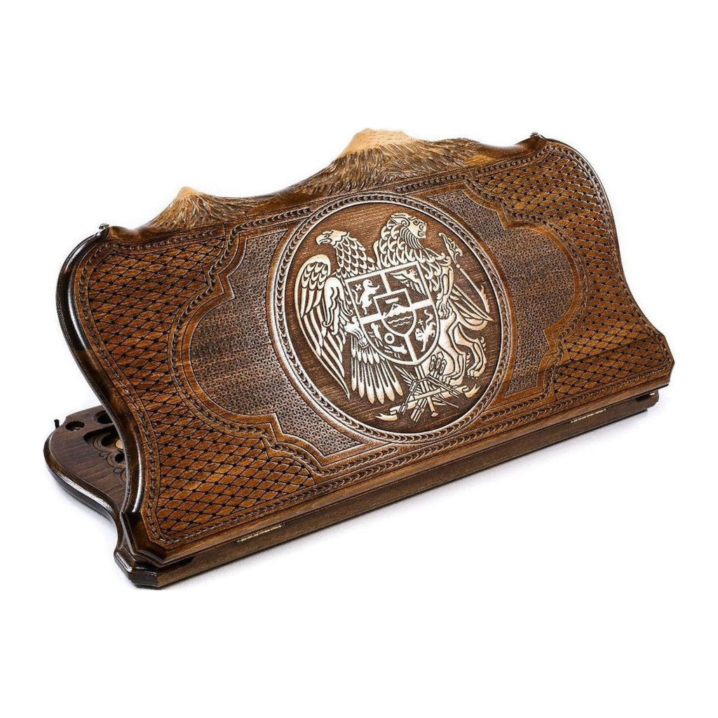 Coat Of Arms Of Armenia Backgammon With Copyrighted Mount Ararat Outline - HrachyaOhanyan Co