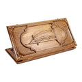 Classic walnut backgammon set with carved relief panel on the lid, 60 cm