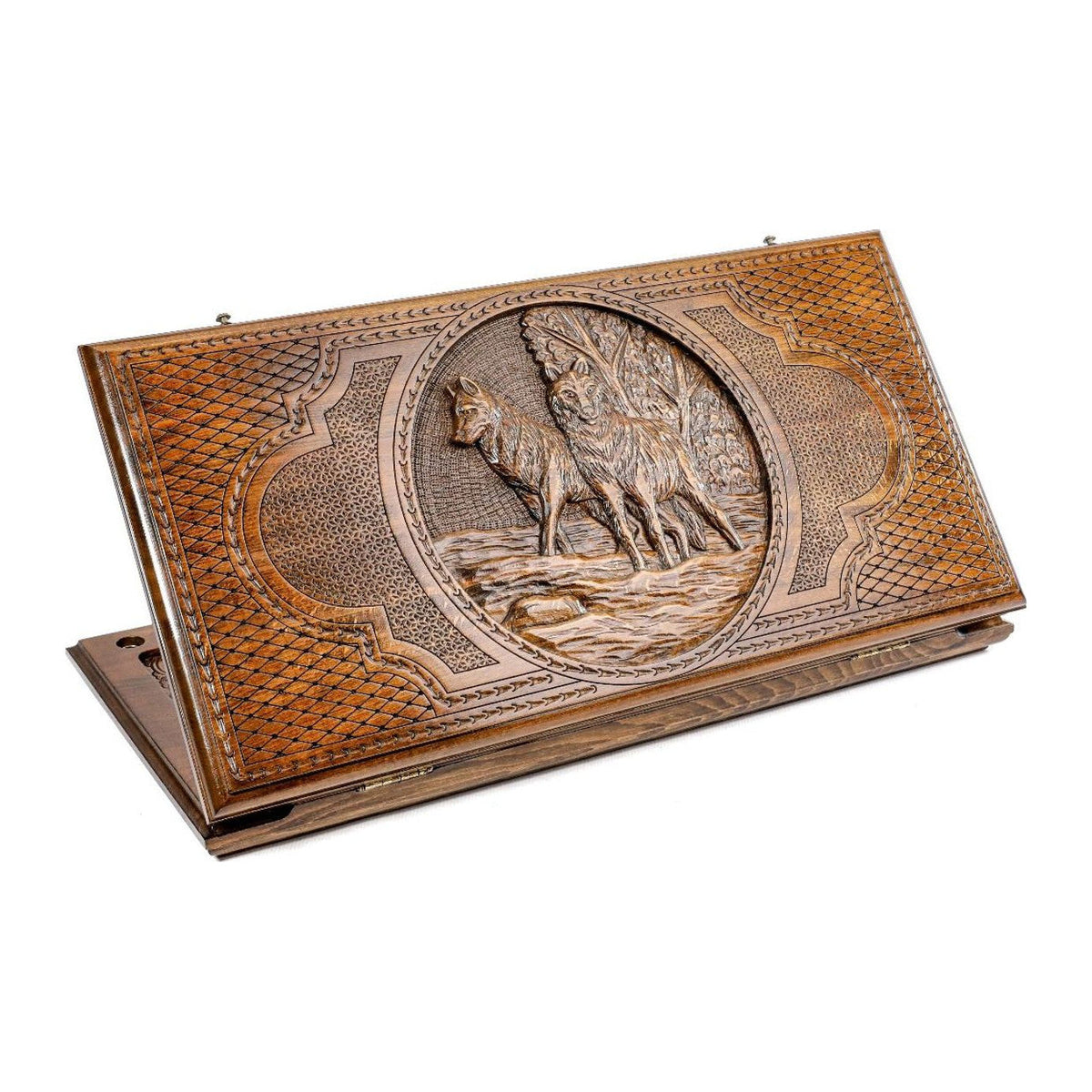 Backgammon Wolf Classic – handmade wooden nardi board by Hrachya Ohanyan