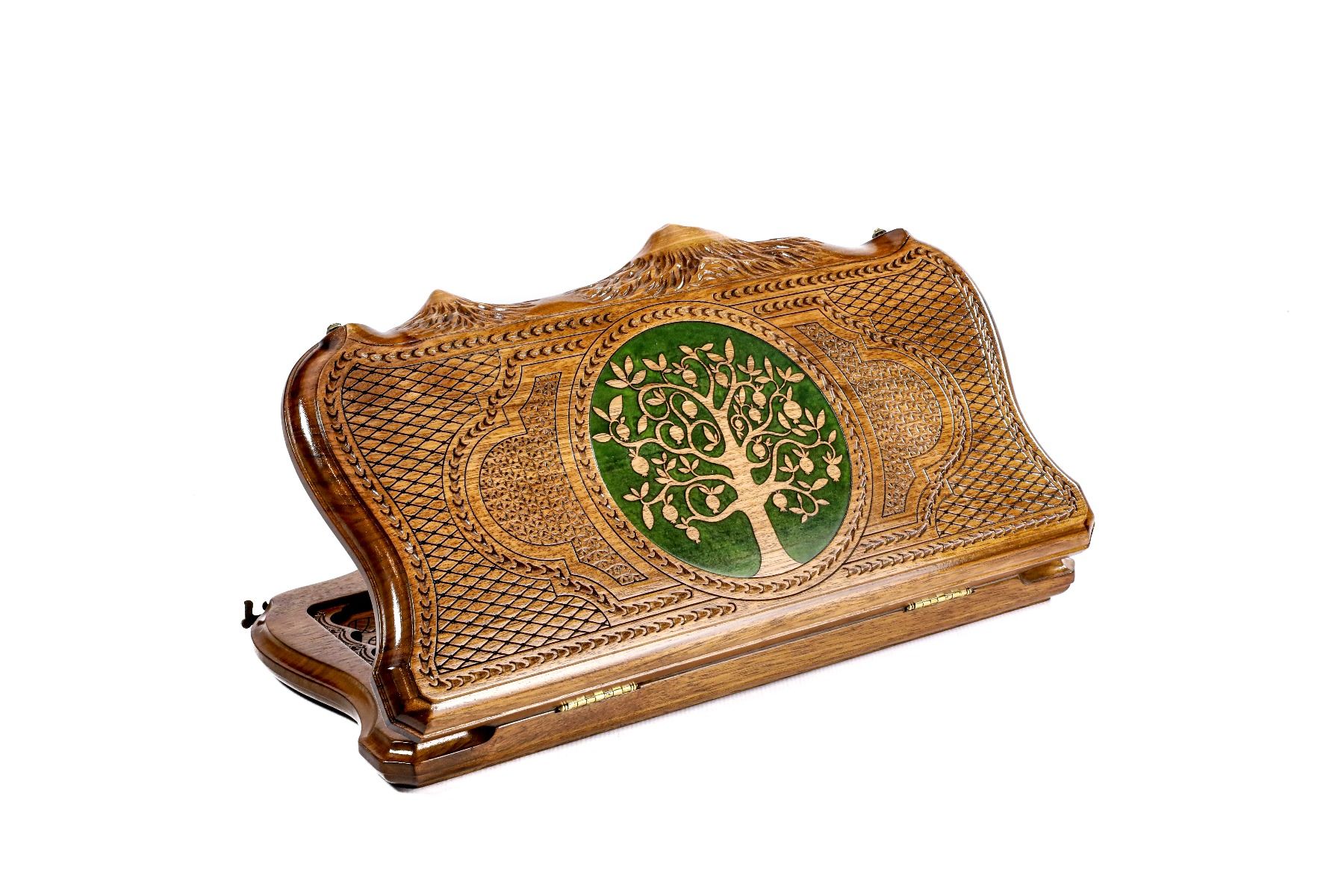 Pomegranate Tree-Epoxy Backgammon With Copyrighted Mount Ararat Outline - HrachyaOhanyan Co