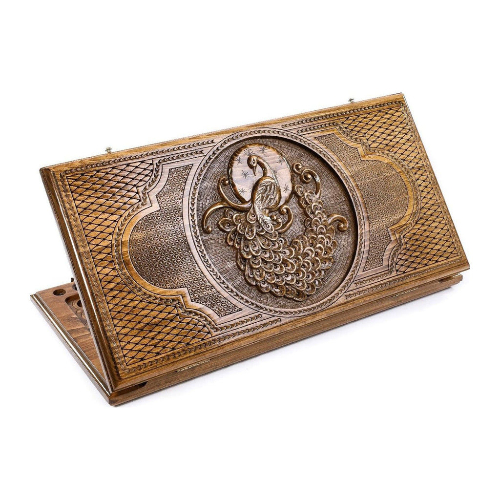 Backgammon Peacock Classic – handmade wooden nardi board by Hrachya Ohanyan