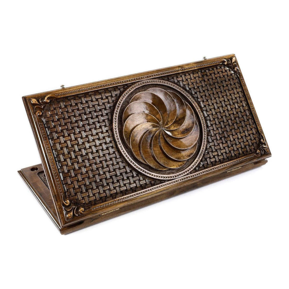 Backgammon-Set „Ewigkeit“ mit Intarsien & Flechtmotiv, 60 cm