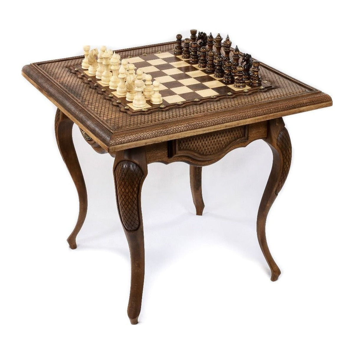 Mesa de ajedrez clásica con cajones, 60 cm