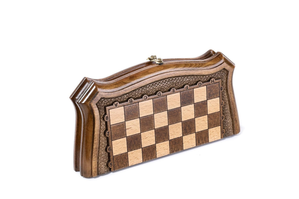Wooden Travel Chess Set with Contour Outline, 24 cm – photo 5