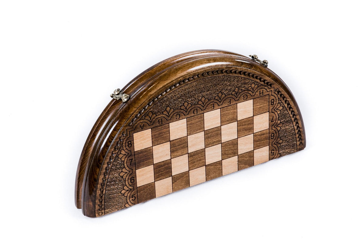 Juego de ajedrez circular con canto ornamental grabado, 30 cm – foto 5