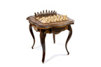 Varnished Chess Table, Engraved Border & Contour Outline, 60 cm – photo 2