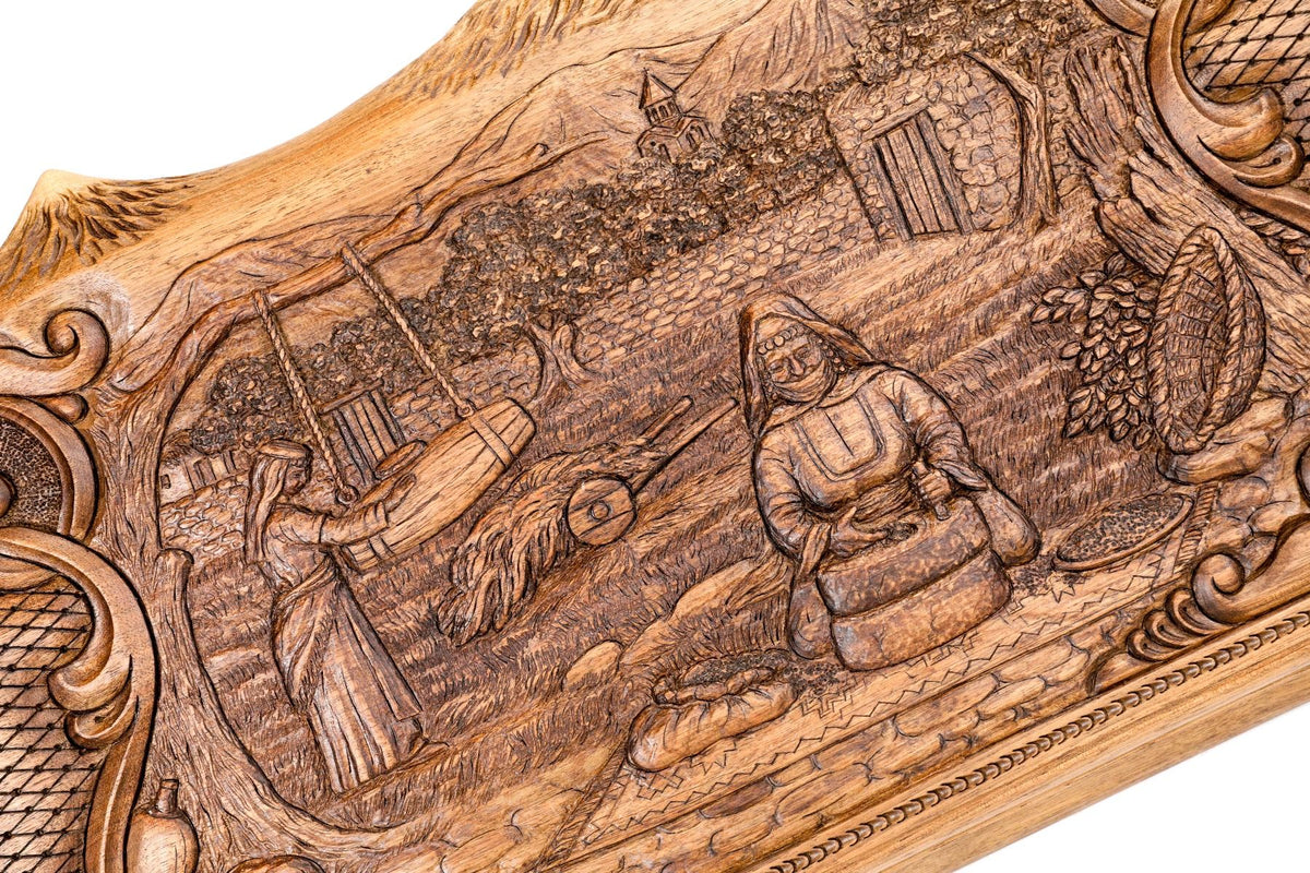 Backgammon “Rural scene” With Incrustation And Copyrighted Mount Ararat Outline - HrachyaOhanyan Co