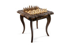 Dark Varnished Chess Table with Drawers & Contour Outline, 60 cm – photo 2