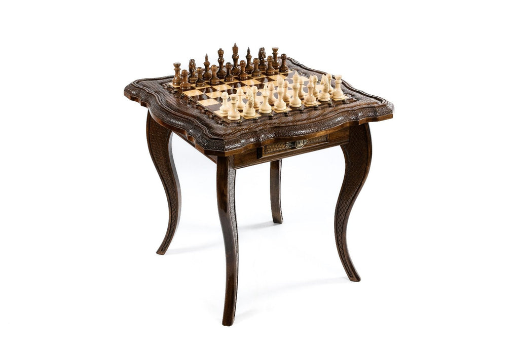 Ornamental Chess Table with Drawers, 60 cm – photo 2