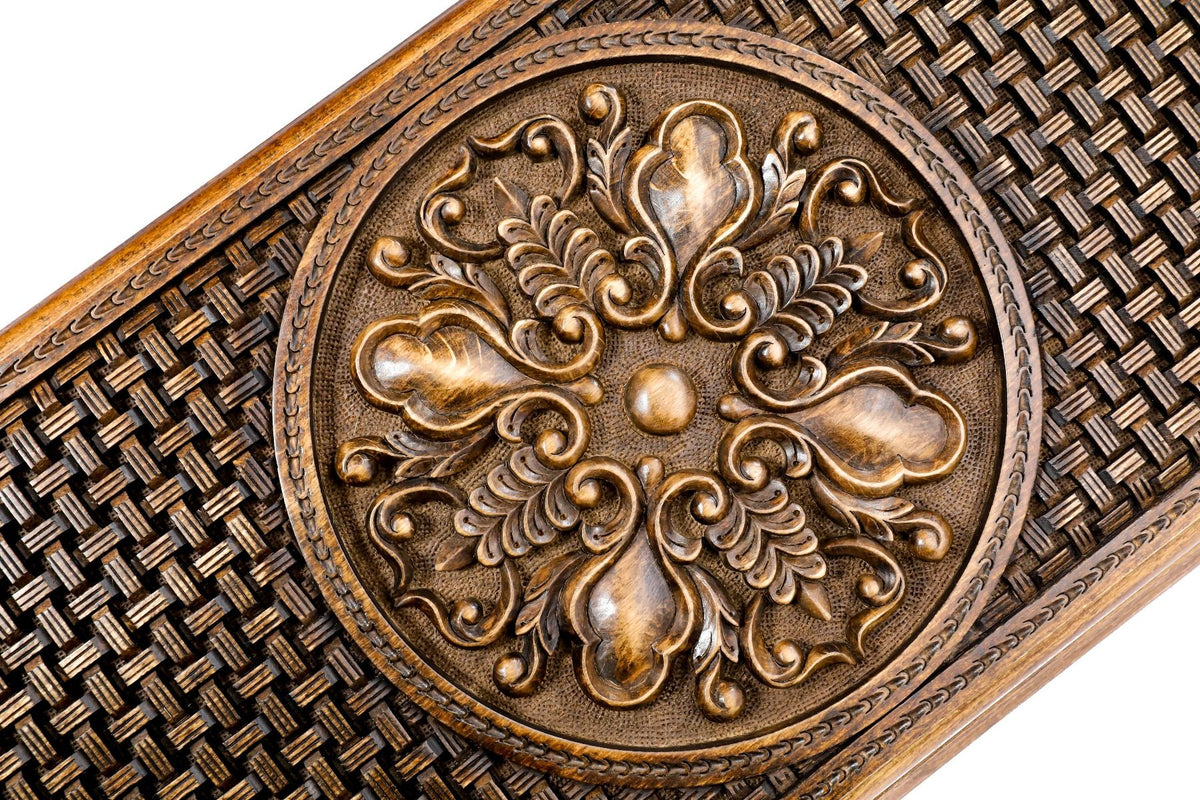 Backgammon mit Relief-Rosette auf Flechtgrund, 60 cm – Foto 6