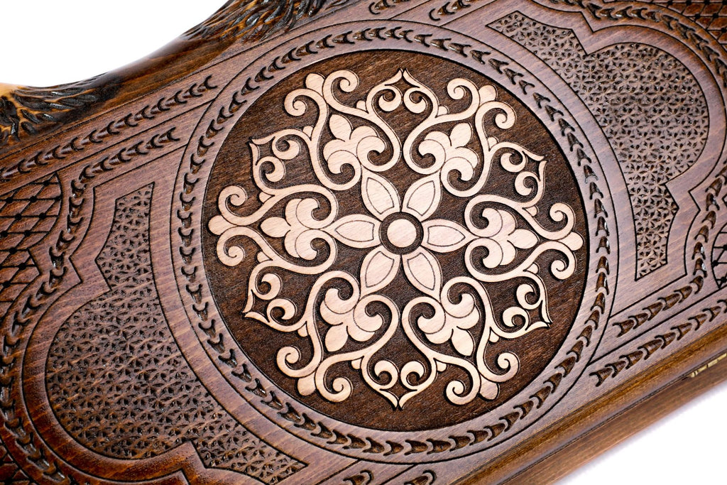 Backgammon With Ornamental Snowflake Motif With Copyrighted Mount Ararat Outline - HrachyaOhanyan Co