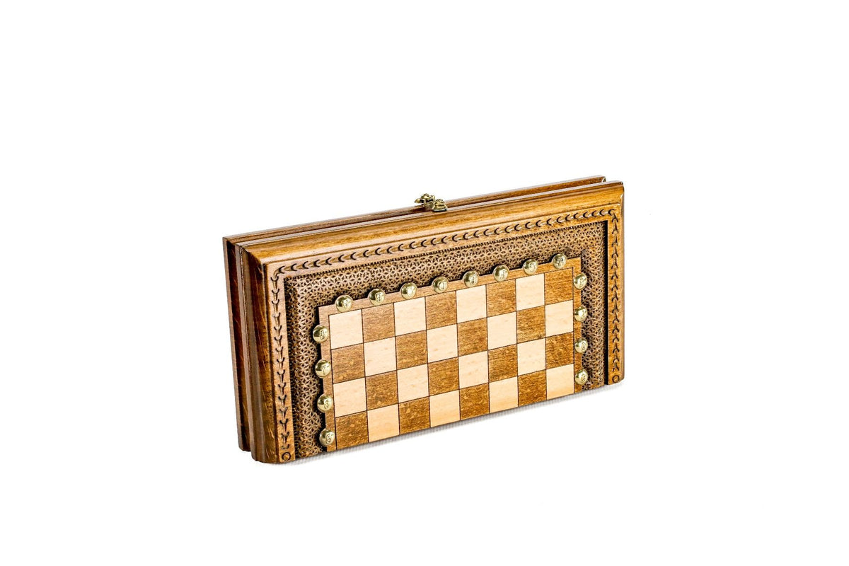Juego de ajedrez clásico con letras y números de bronce, 30 cm – foto 4