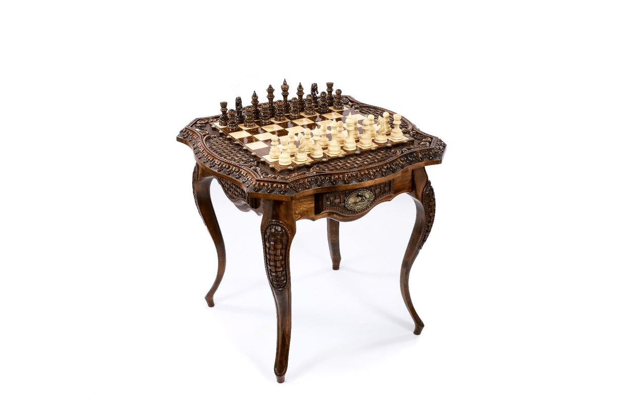 Mesa de ajedrez con detalles de bronce, 60 cm – foto 2