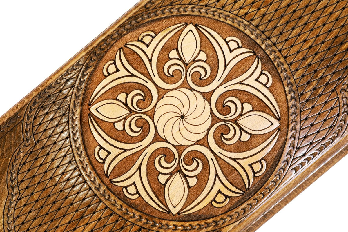 Backgammon mit weißer Rosette auf Gitteroval, 50 cm – Foto 6