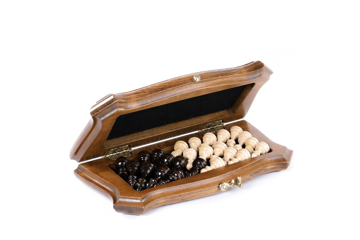Juego de ajedrez de viaje de madera con contorno perfilado, 24 cm – foto 4