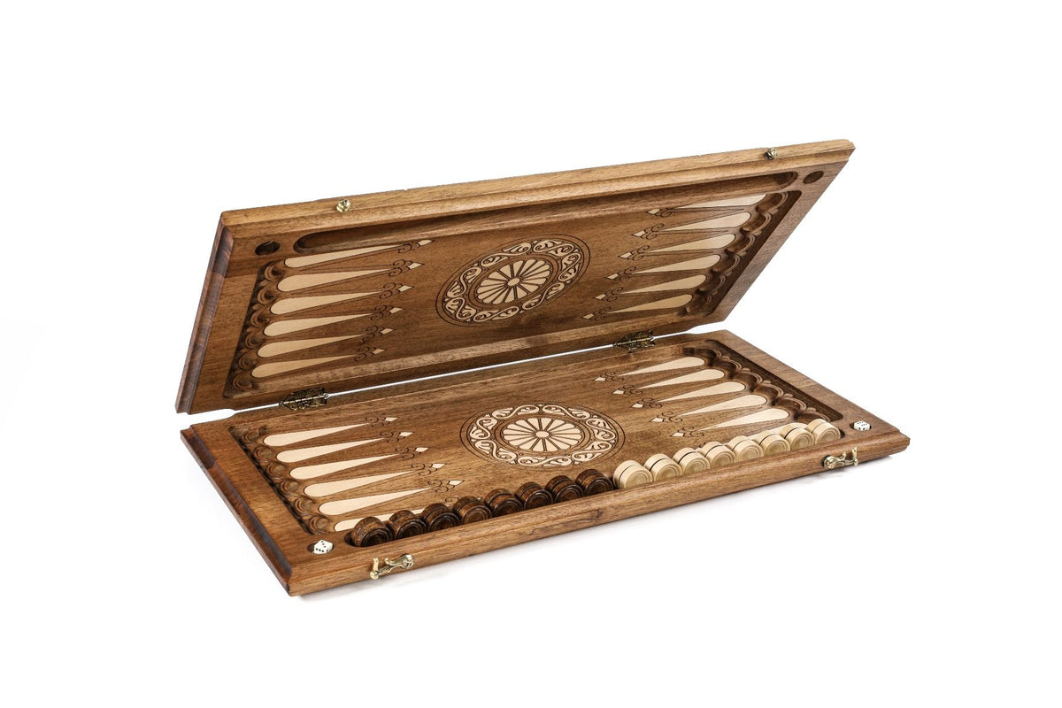 Zweiseitiges Backgammon-Set „Ewigkeit“ mit Intarsien & Flechtmuster, 60 cm – Foto 2
