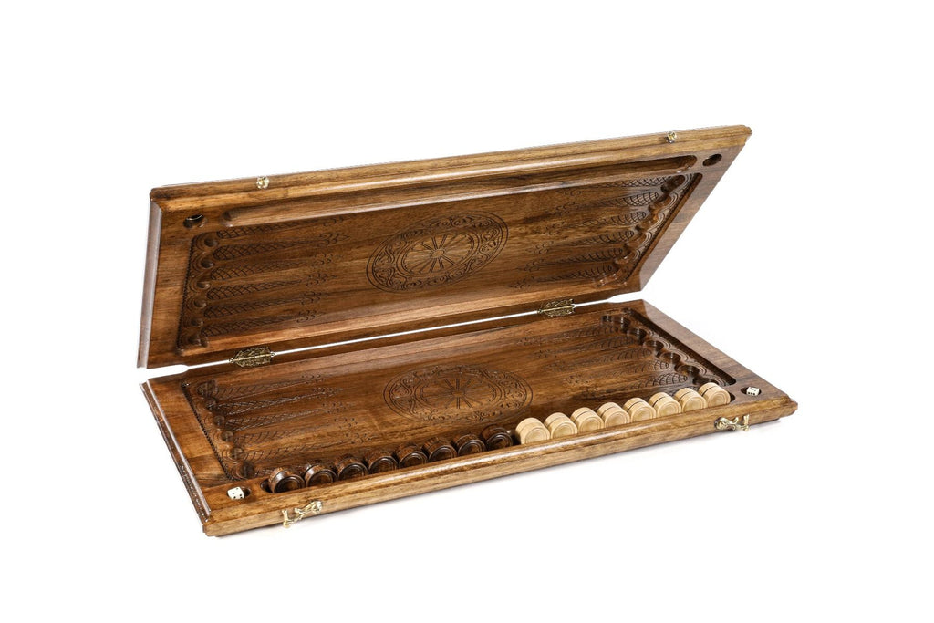Classic Walnut Ornamental Backgammon Set, 60 cm – photo 2