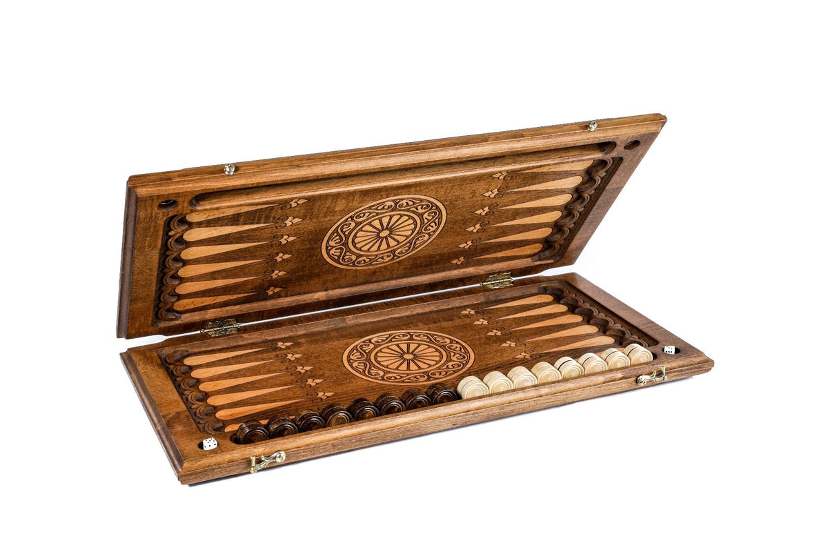 Backgammon mit Relief-Ornament & Rankenfeldern, 60 cm – Foto 2