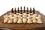 Varnished Chess Table, Engraved Border & Contour Outline, 60 cm – photo 3