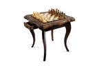 Dark Varnished Chess Table with Drawers & Contour Outline, 60 cm – photo 3