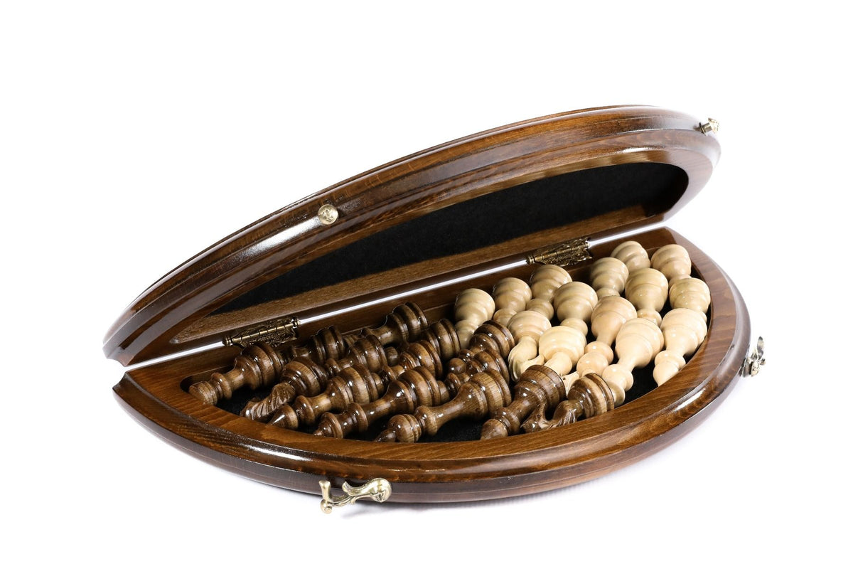 Rundes Schachspiel mit Flechtmuster & Bronzenieten, 30 cm – Foto 7