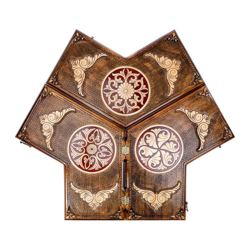 Backgammon Set for Three Players with Epoxy, 50 cm – handmade by Hrachya Ohanyan