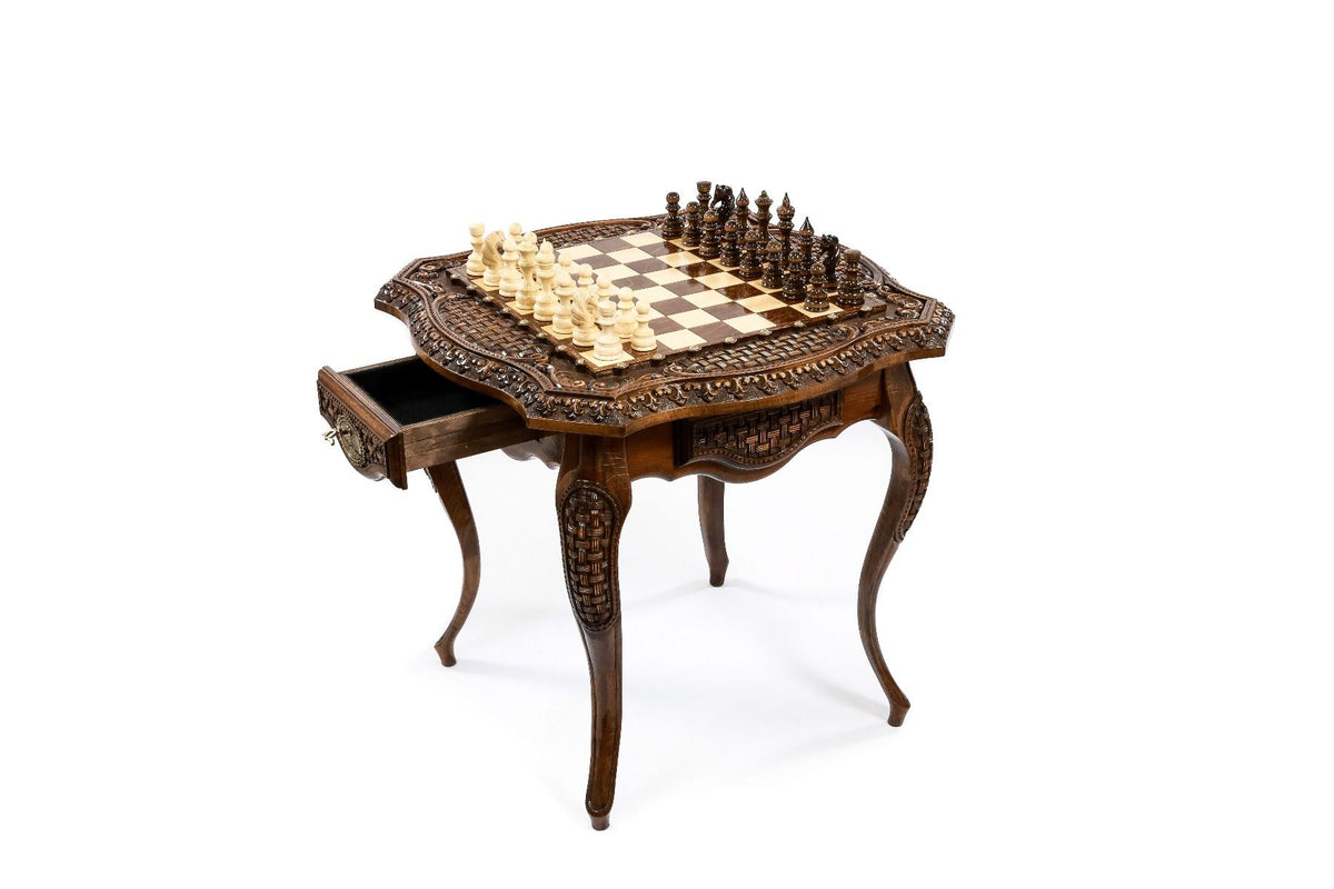 Mesa de ajedrez con detalles de bronce, 60 cm – foto 3