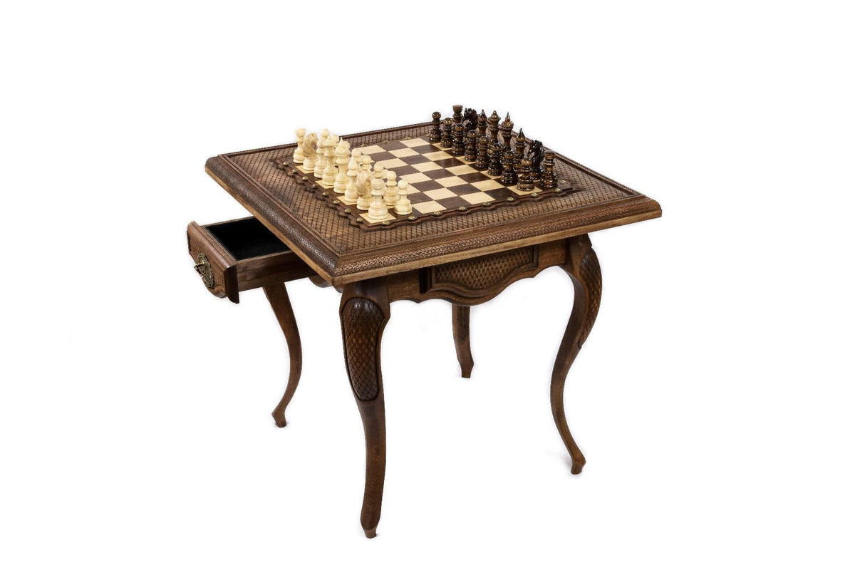 Mesa de ajedrez clásica con cajones, 60 cm – foto 3