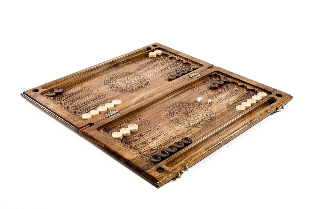 Classic Walnut Ornamental Backgammon Set, 60 cm – photo 5