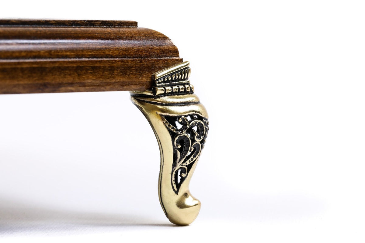 Tablero de ajedrez cuadrado sobre patas de bronce, acabado oscuro, 40 cm – foto 5