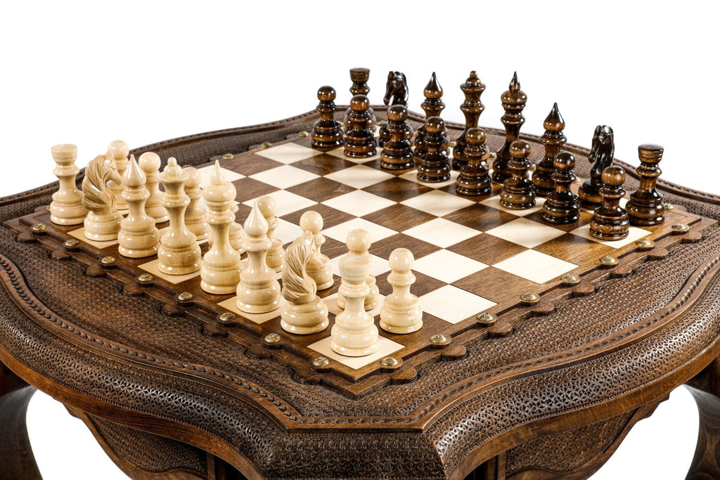 Chess Table with Contour Outline & Carved Legs, 60 cm – photo 4