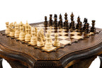 Varnished Chess Table, Engraved Border & Contour Outline, 60 cm – photo 4