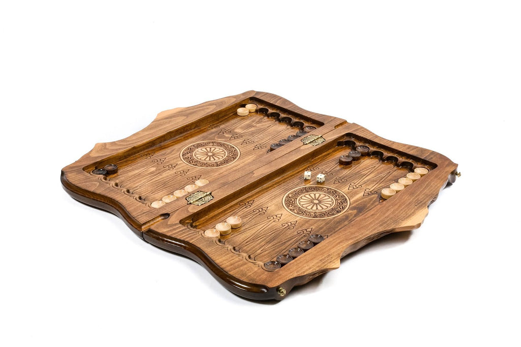 Chess-backgammon with braid-pattern with copyrighted Mount Ararat outline - HrachyaOhanyan Co