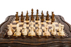 Dark Varnished Chess Table with Drawers & Contour Outline, 60 cm – photo 4