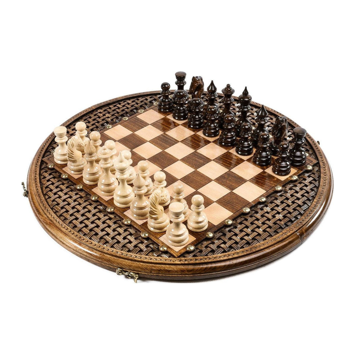 Juego de ajedrez redondo con motivo trenzado ornamental, 50 cm