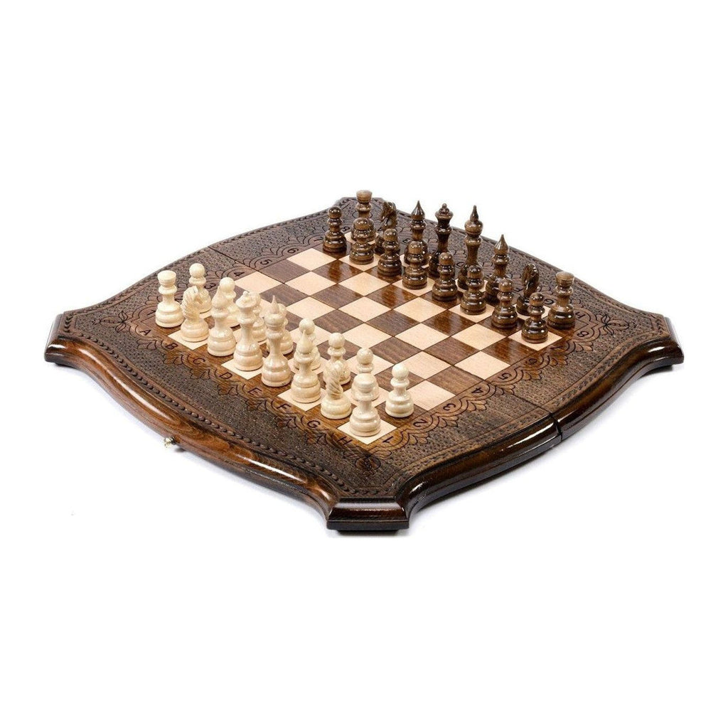 Chess Set with Contour Outline, 40 cm – handmade by Hrachya Ohanyan
