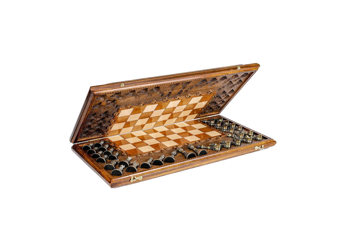 Juego de ajedrez clásico con bajorrelieve ornamental, 60 cm – foto 3