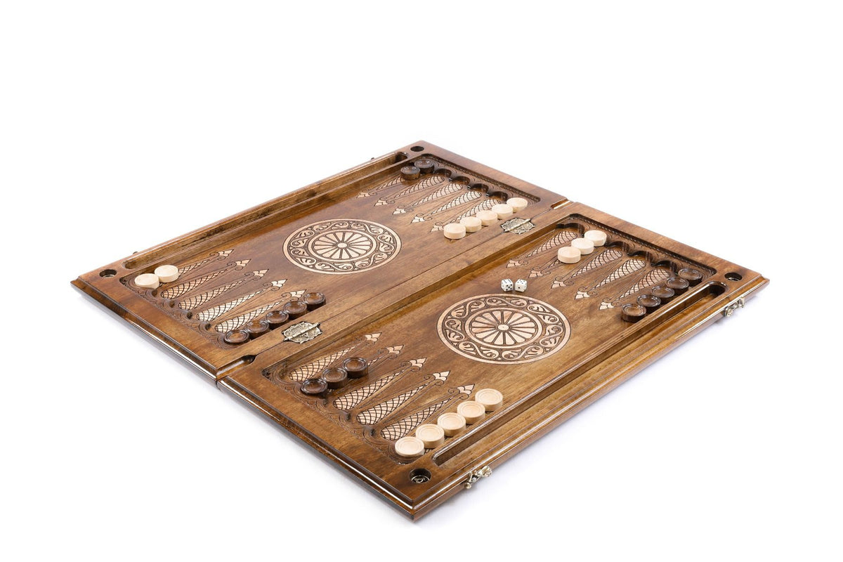 Backgammon-Set „Ewigkeit“ mit Intarsien & Flechtmotiv, 60 cm – Foto 3