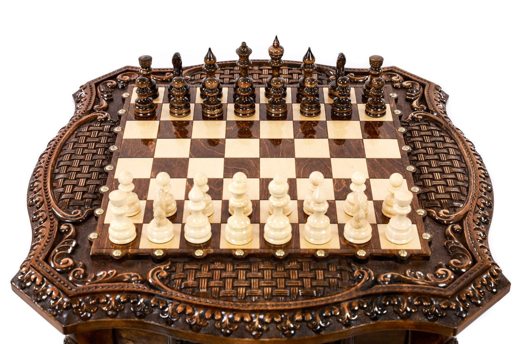 Chess Table with Bronze Details, 60 cm – photo 5