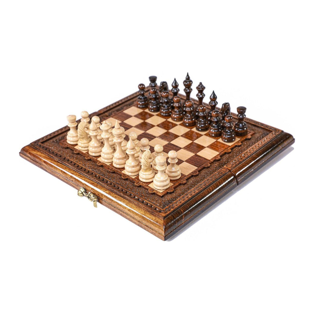 Mini juego de ajedrez de madera para niños, 24 cm